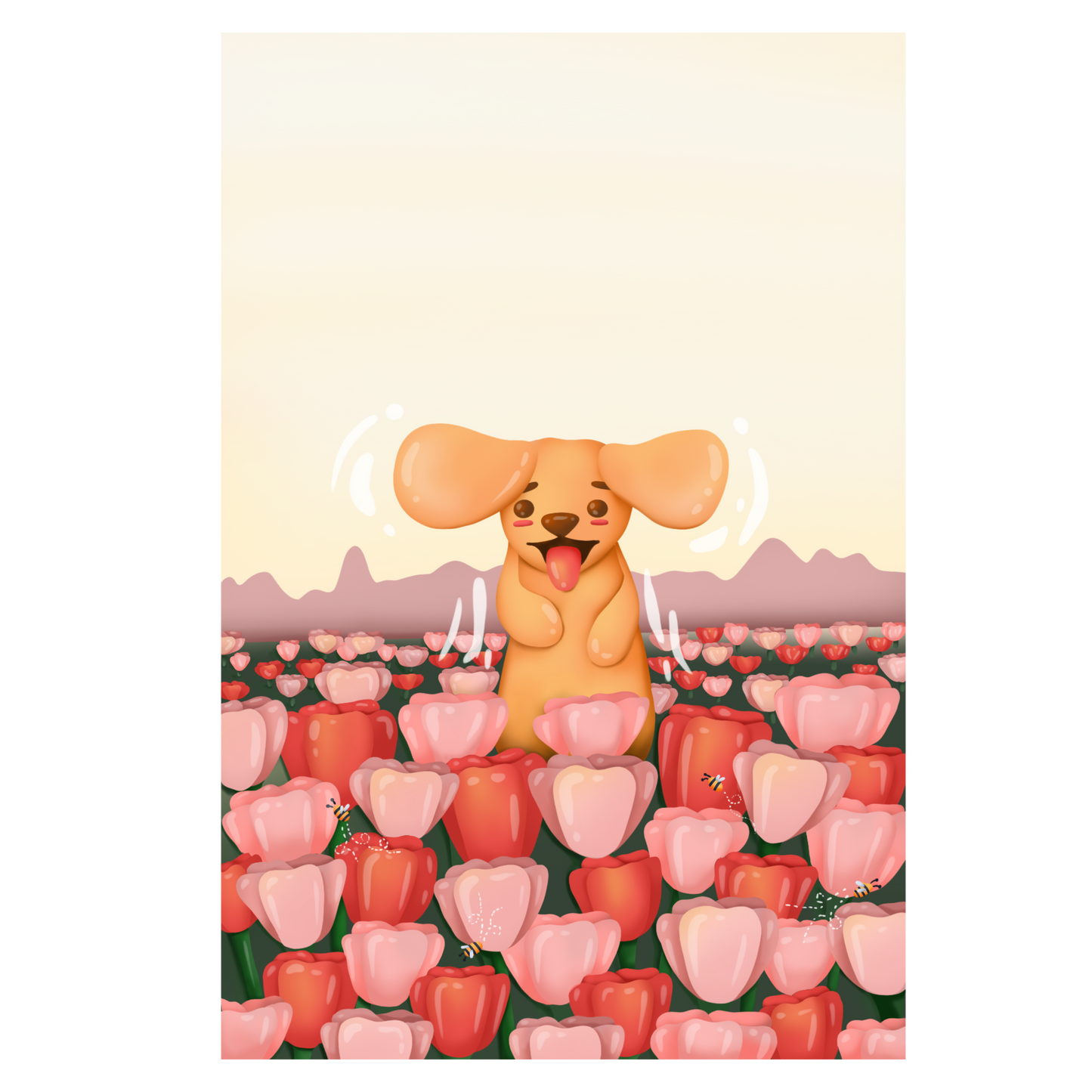 Dog Flower Field Print