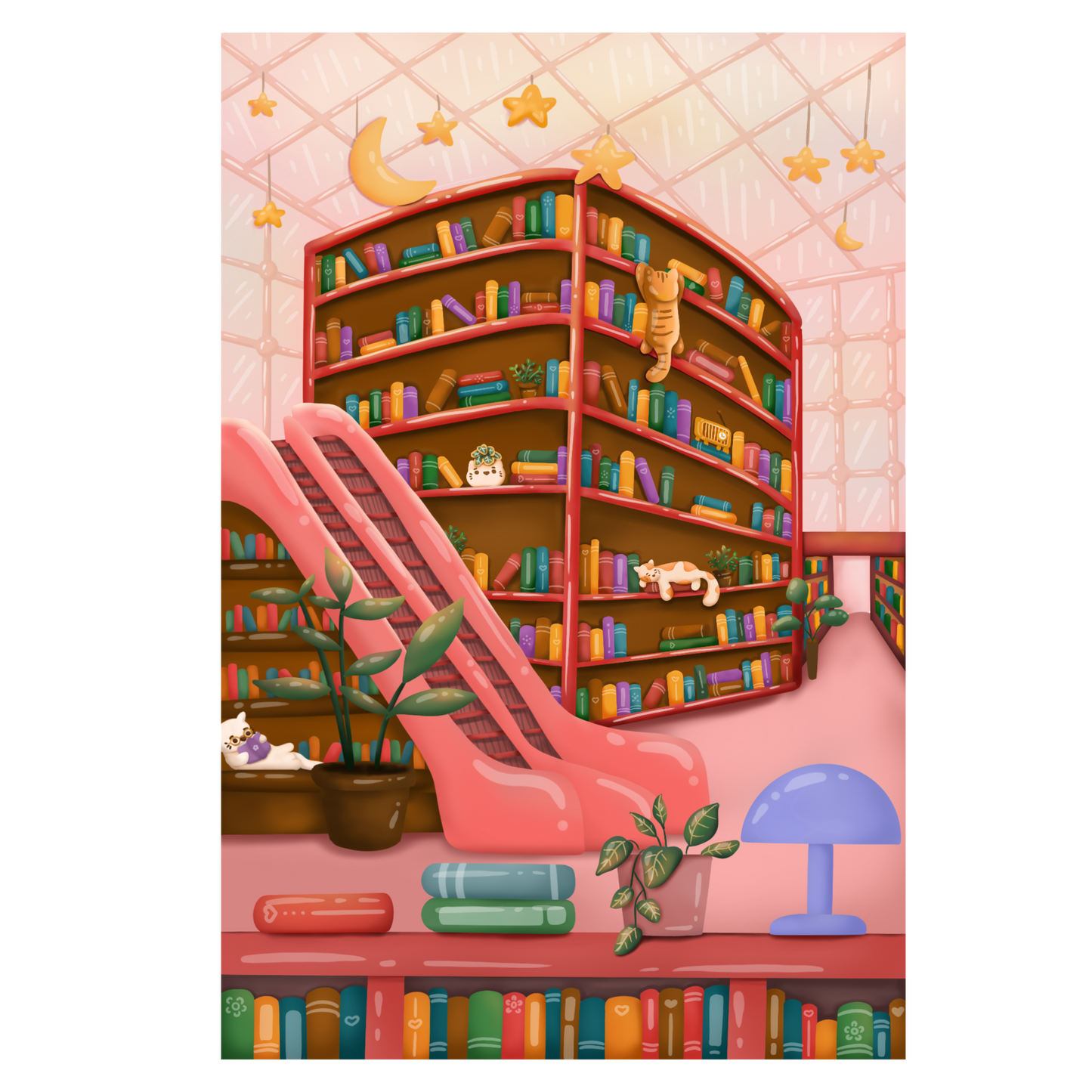 Starfield Cat Library Print