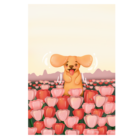 Dog Flower Field Print