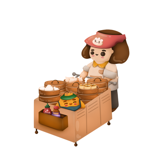 Dimsum Cart Lady Sticker